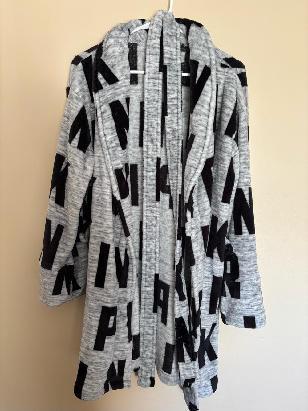 PINK Victoria's Secret Grey Cardigan with Black Letter-Print